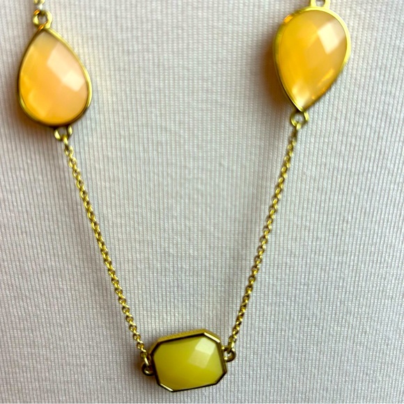 Kate Spade Like New Gold color chain w/ orange/yellow/green tinted stones. - Picture 2 of 5